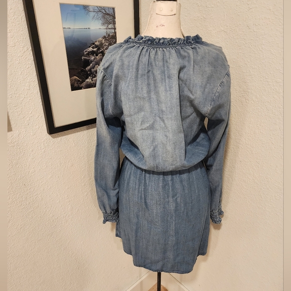 Cloth & Stone Anthropologie Long-Sleeve V-Neck Ruffled Tunic Dress - Picture 5 of 6